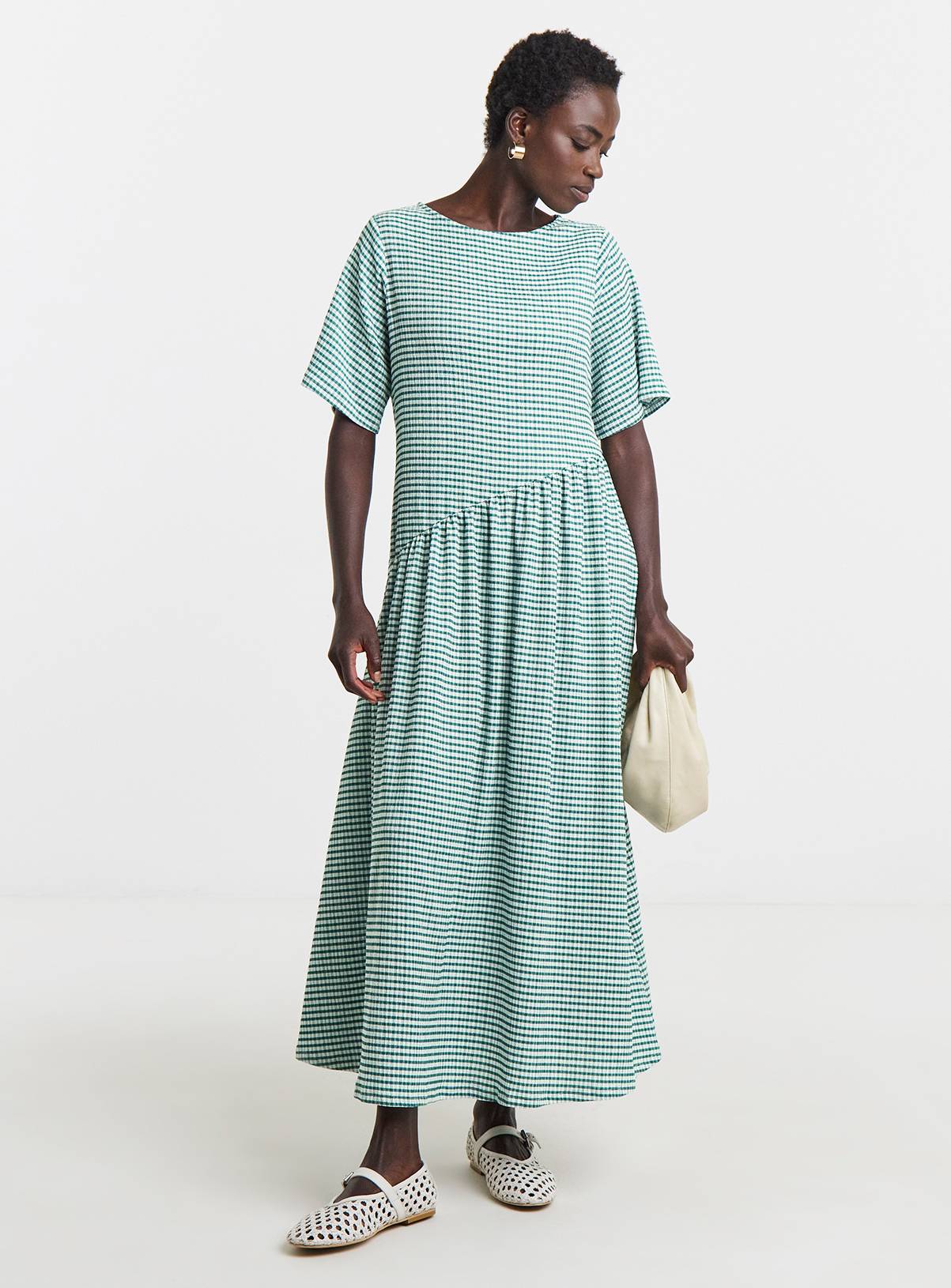 JD WILLIAMS Gingham Asym Drop Waist Maxi Dress 16 - Image 1